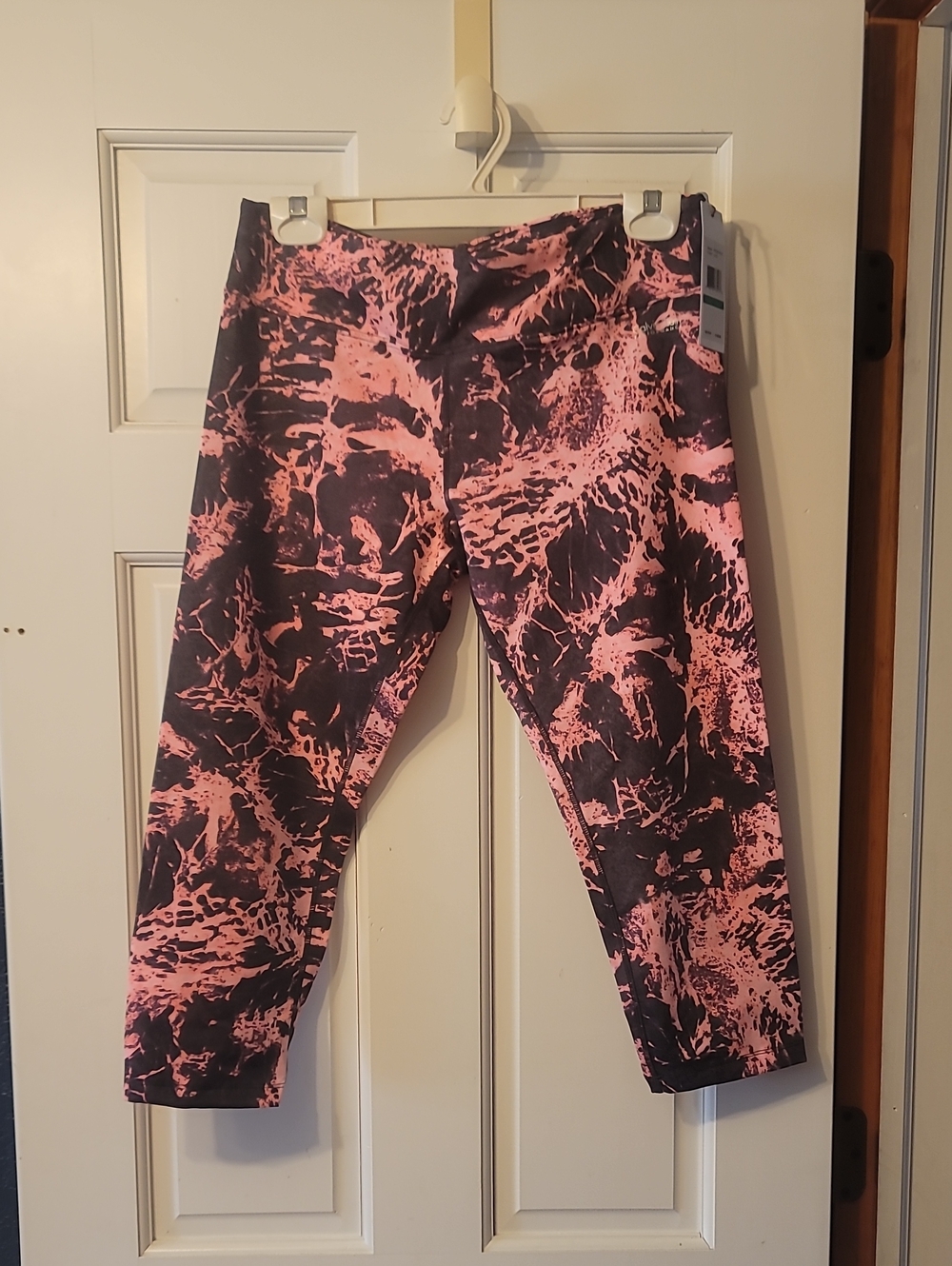 Calvin Klein Pink and Black Marble-Print Leggings
